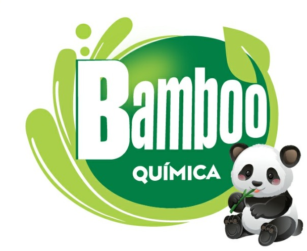 Logotipo Bamboo Química com mascote panda